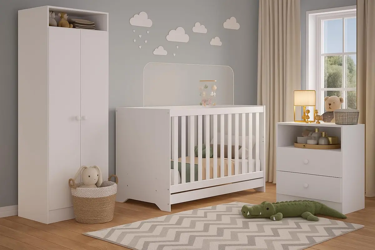 Quarto de Bebê Completo Encanto Multimóveis – Guarda-Roupa, Cômoda e Berço | 3 ANOS DE GARANTIA