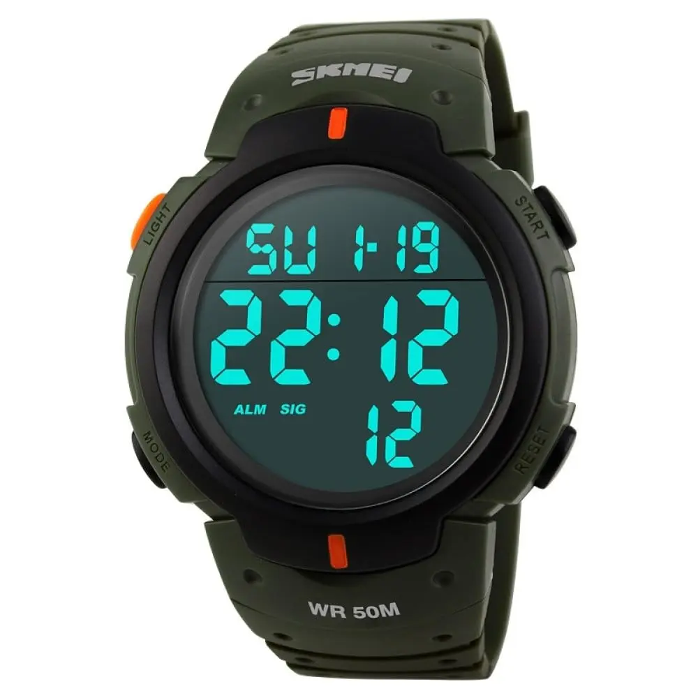 Relógio Masculino Skmei 1068 Á Prova D'água 50m Digital Shock Militar Esporte Verde - 1