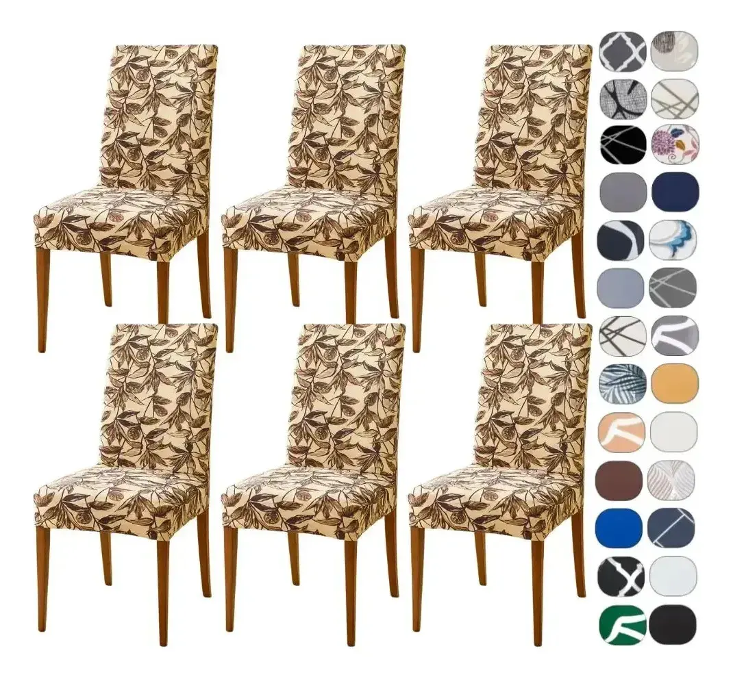 Kit 6 Capa Cadeira Jantar Tecido Importado Spandex Mais Resistente Elástico Cor Harmonia