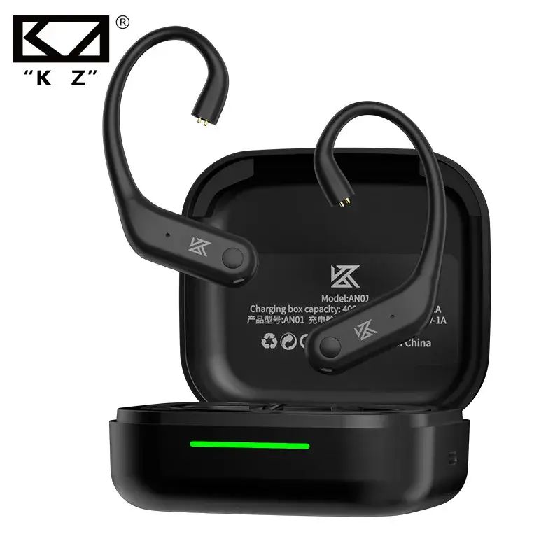 KZ AN01 Fones de ouvido sem fio com gancho para orelha Bluetooth 5.4 Fones de ouvido com som HiFi com estojo de carregamento e redução de ruído