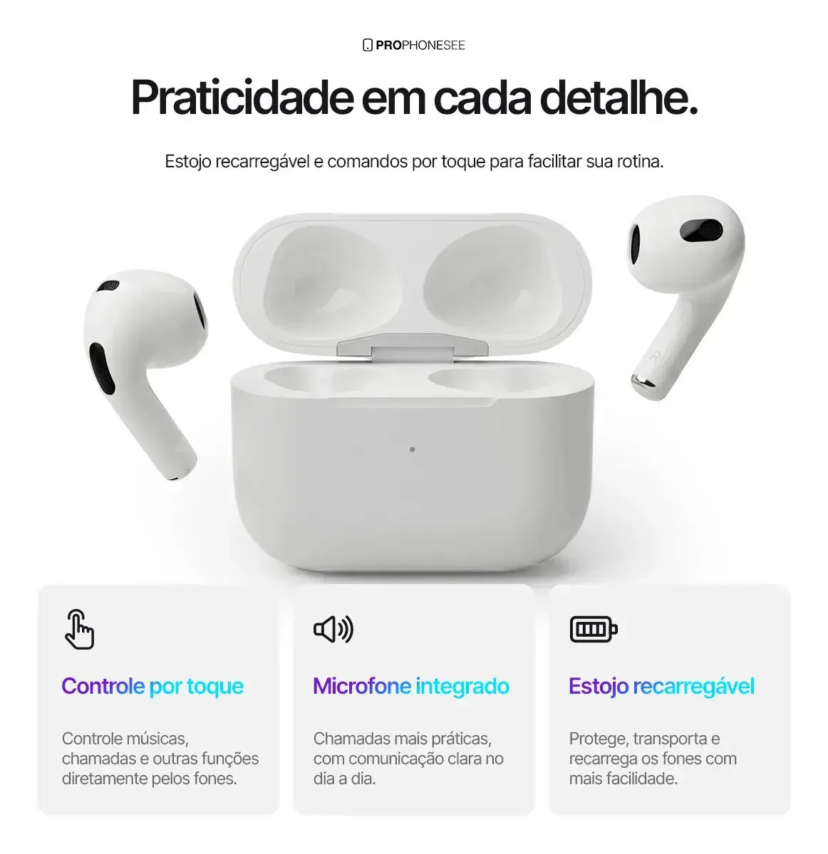 Fone Ouvido Bluetooth 5.4 Sem Fio Estojo De Carregamento Anti Ruido A Prova Dagua Compatível Com Ios Samsung Galaxy Android Tws Wireless Air Premium Microfone Touch Marca Pro Phone See thumbnail 5