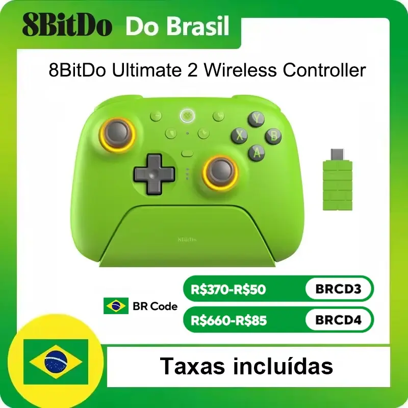 8bitdo ultimate 2 controlador de jogo sem fio para windows 10/11 android com joystick tmr gatilhos comutáveis iluminação rgb gamepad