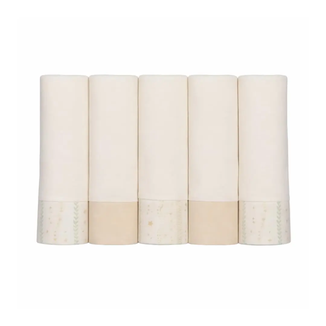 Fralda com Bainha Papi Encantos 72 cm x 70 cm - Contém 5 Unidades, Estrelas e Folhas