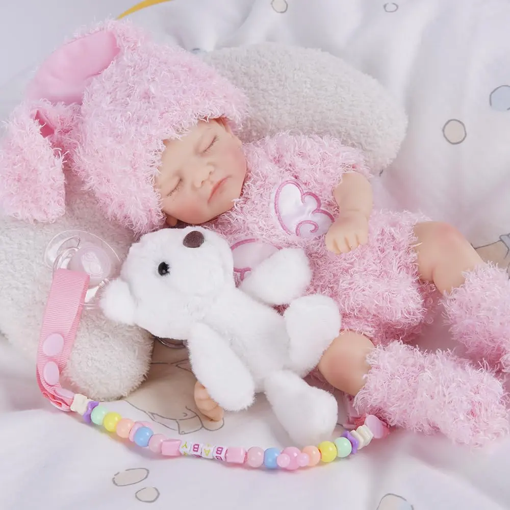 Bebê Reborn Boneca Silicone Sólido Suave Menina 30cm Boca Fechada Usa Chupeta Magnética - 1