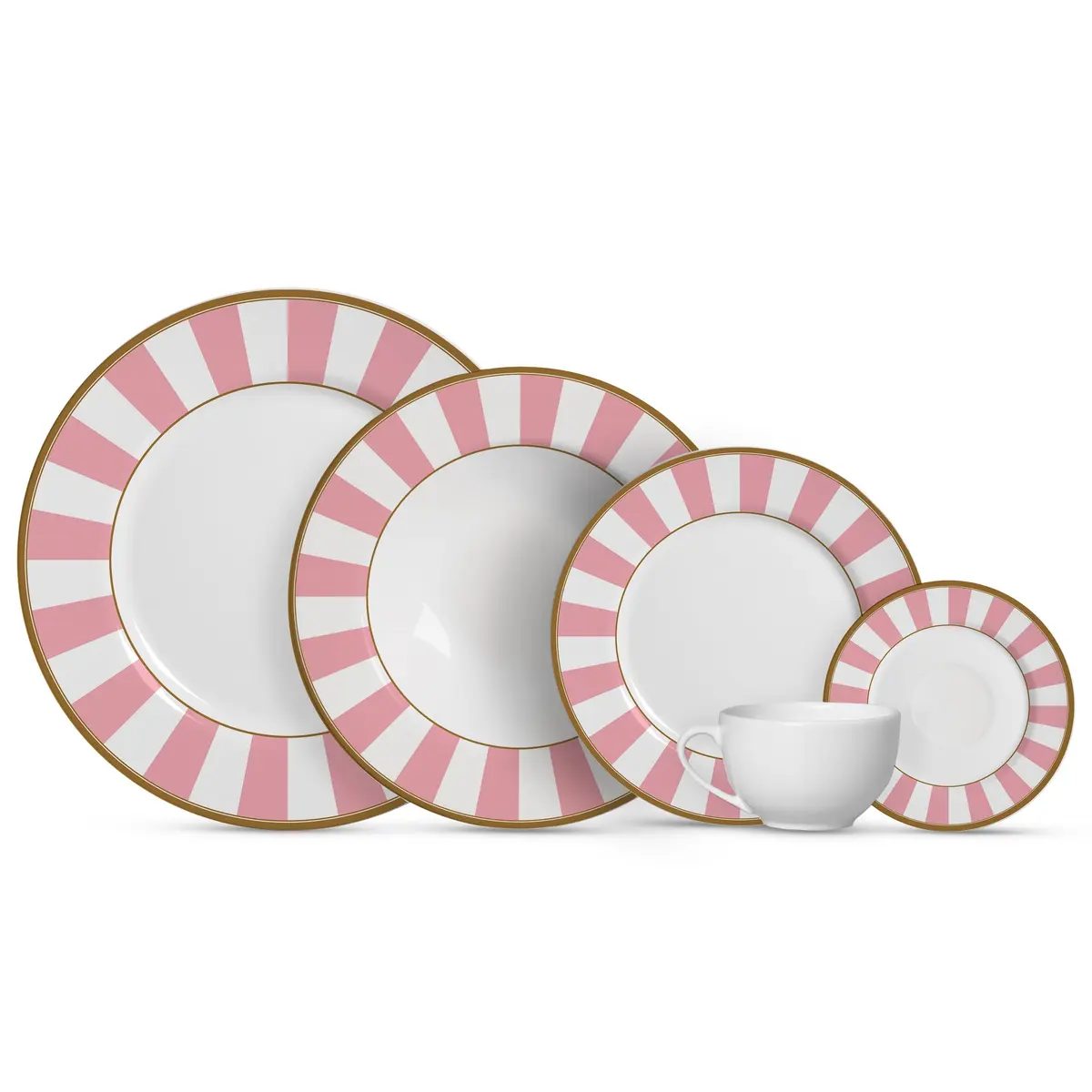 Aparelho de Jantar Alleanza 20 pçs Stripe Rosa - 1