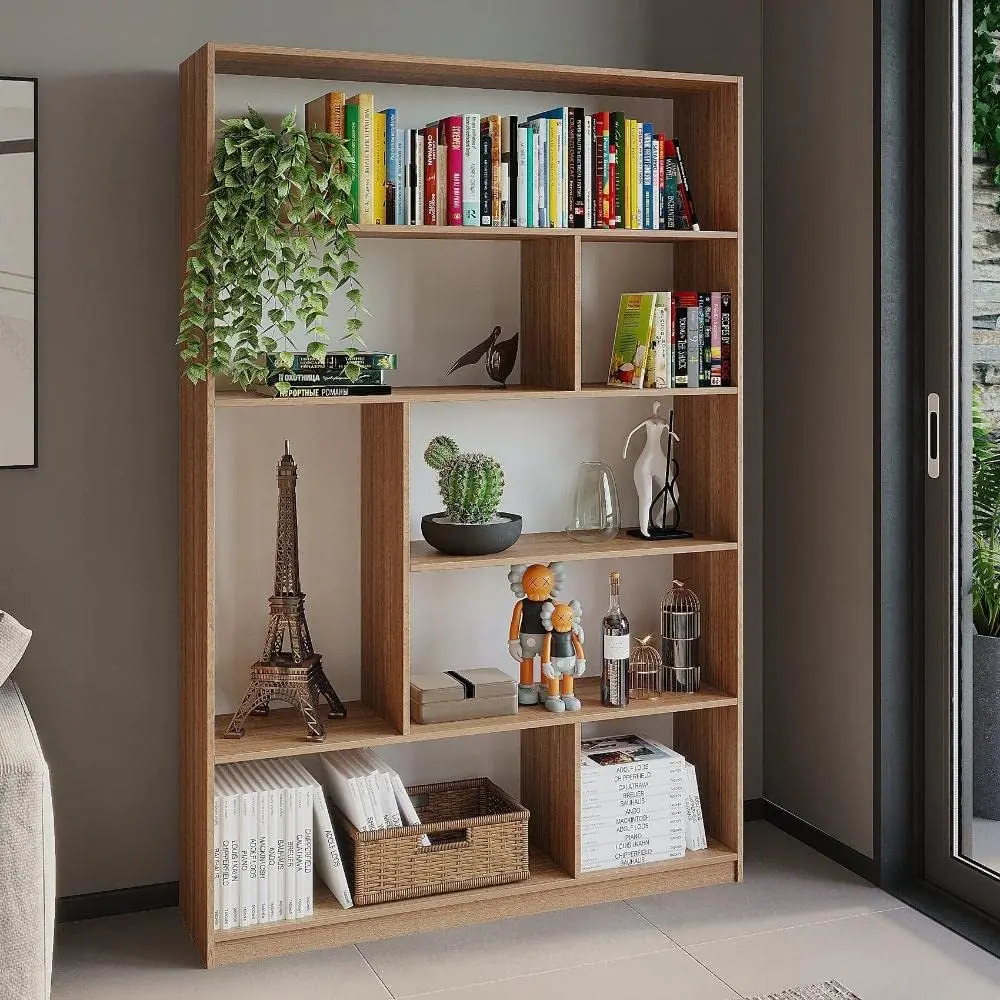 Estante Livreiro Multiuso 5 Prateleiras 8 Nichos Seattle Yescasa Amadeirado Montana Perfect Wood