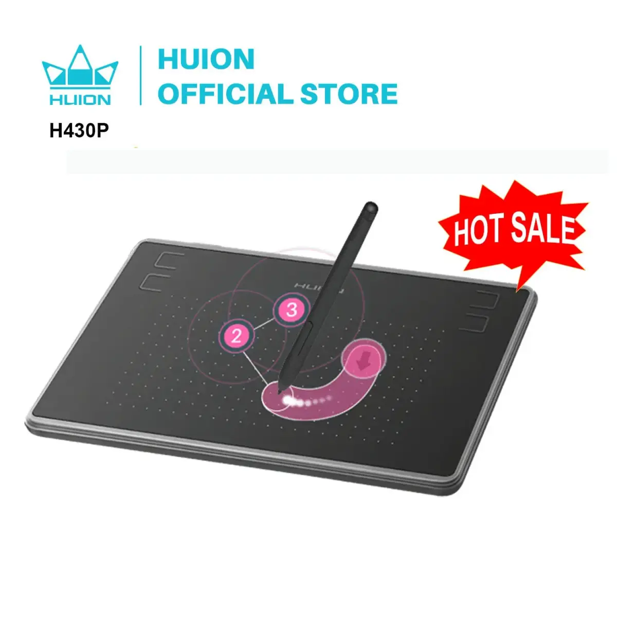HUION H430P Tablets Digitais Caneta de Desenho Gráfico Tablet OSU Game Tablet com Caneta Sem Bateria para Android Handy/Win/Mac - 1