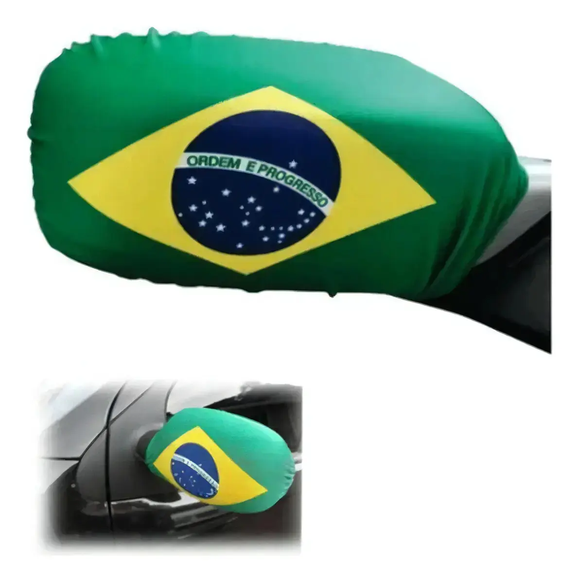 2 Bandeiras Brasil Retrovisor Carro Copa Mundo Com Elastico