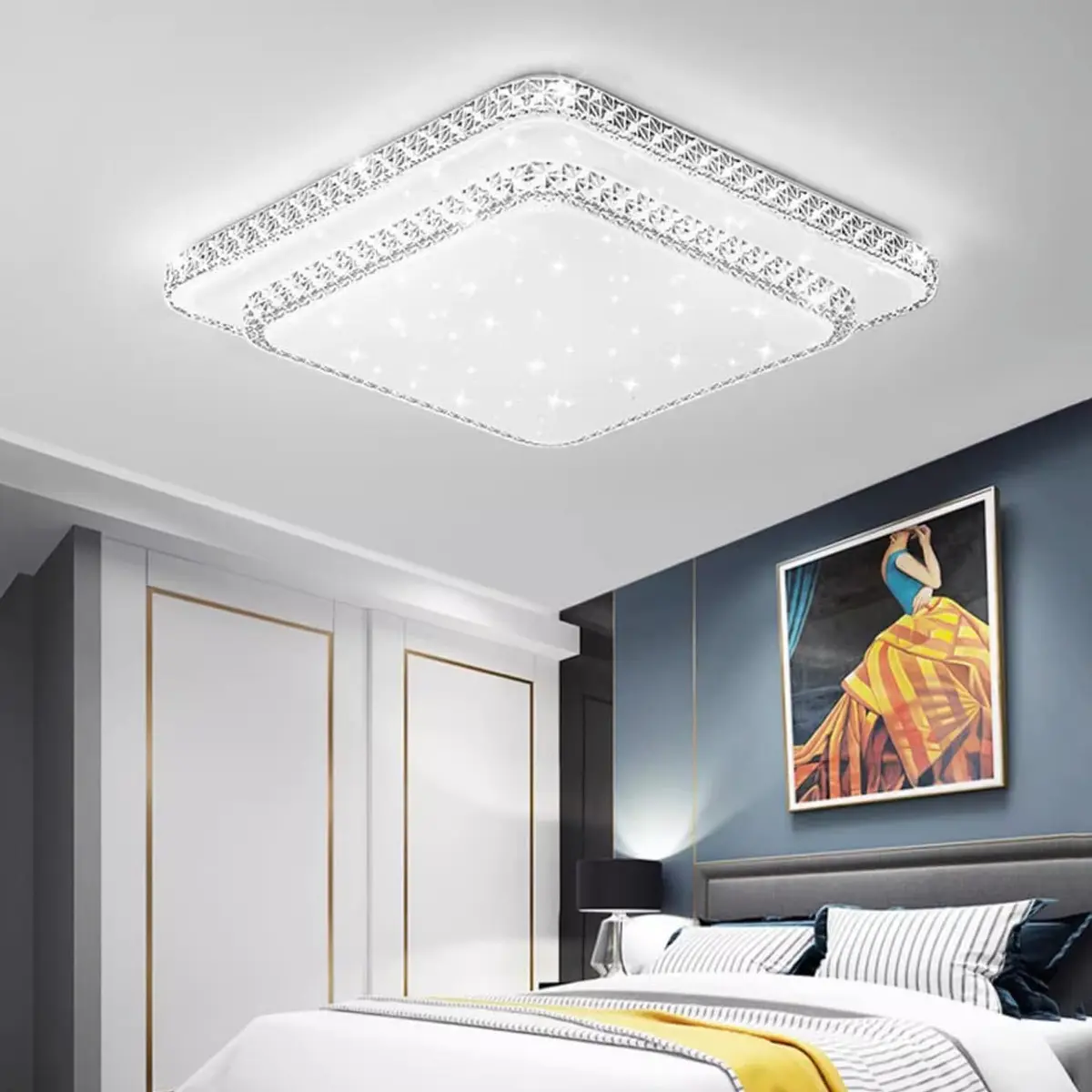 BEMMY Luminária de Teto 48CM, Luz De Teto com 3 Cores Claras para Sala de Jantar, Quarto, Cozinha, Café, Lustre de LED Pendente, Luminária Pendente de LED (85-265V) - 1