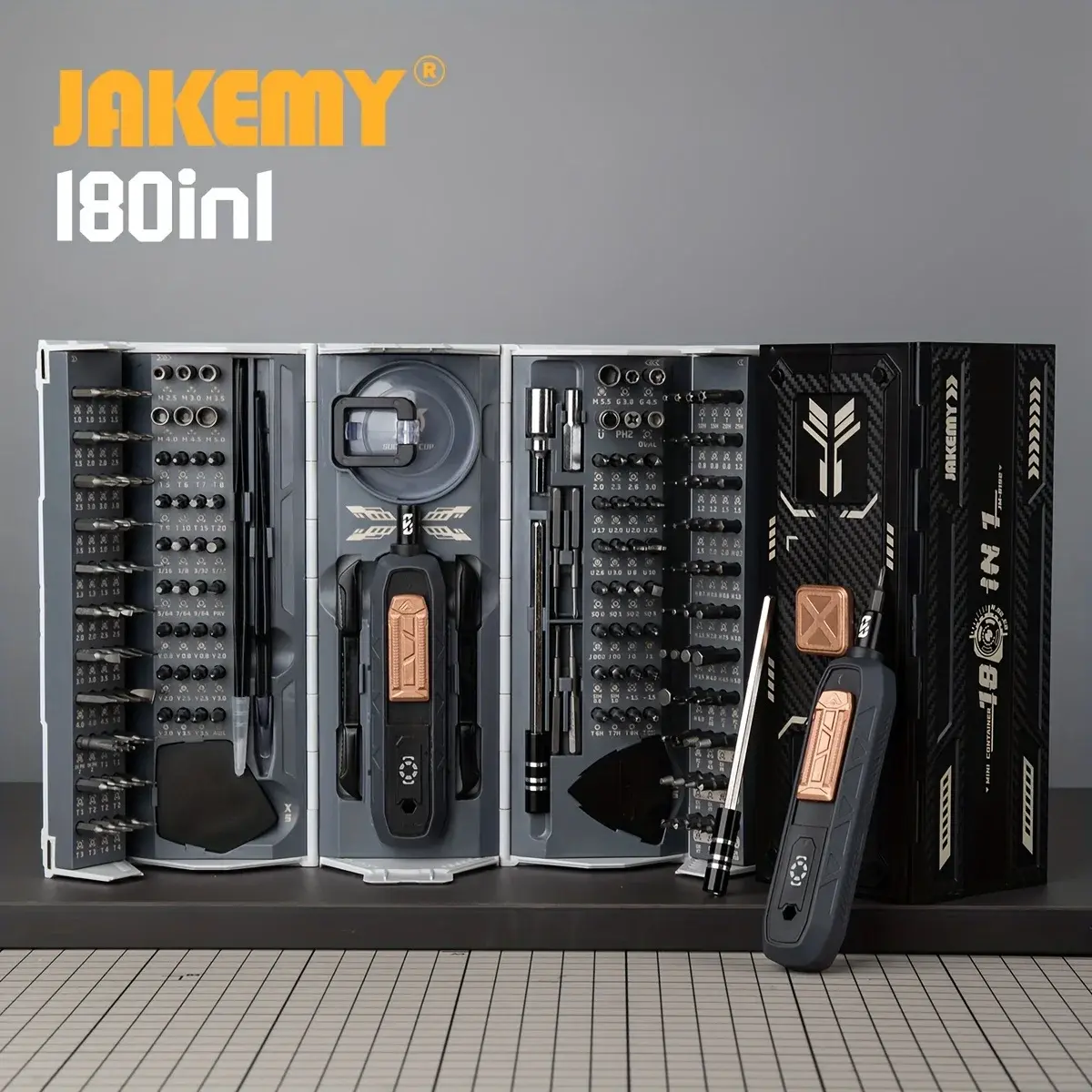 Jakemy 180 em 1 conjunto de chave de fenda magnética-brocas de precisão kit de chave de fenda elétrica iphone óculos portátil ferramenta de reparo de relógio - 1