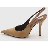 Scarpin Feminino Arezzo Couro Bico Fino Salto Alto Caramelo - 1