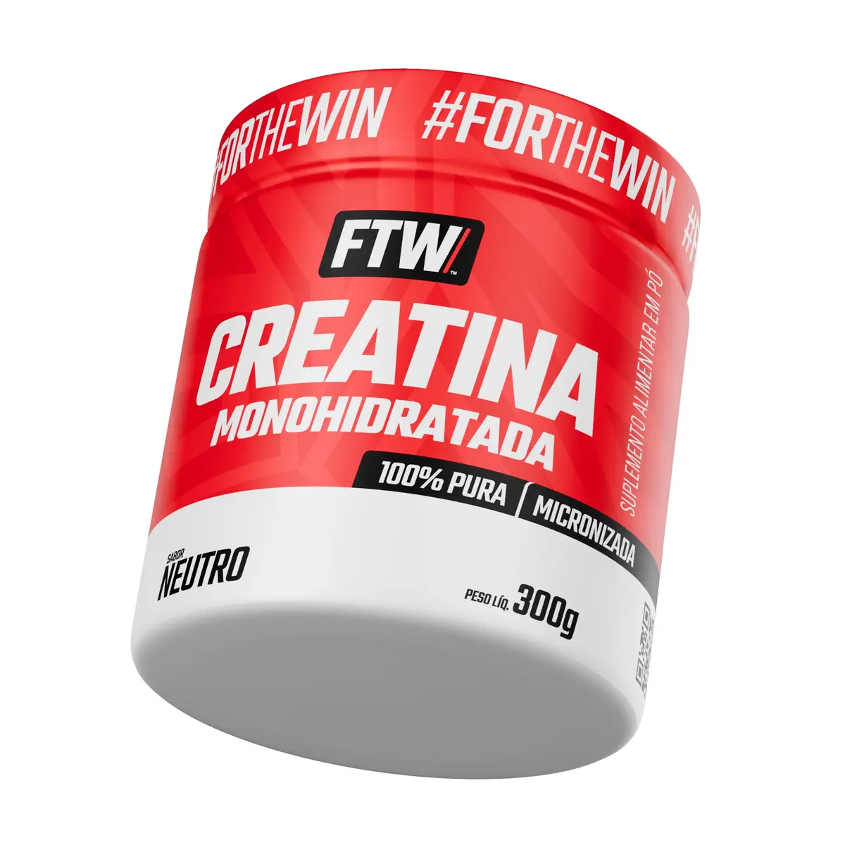 Creatina Pura 300g Pote Monohidratada FTW - Sem sabor Explosão de Energia, Força e Resistência - Absorção Rápida para Ganho de Massa e Performance - 1