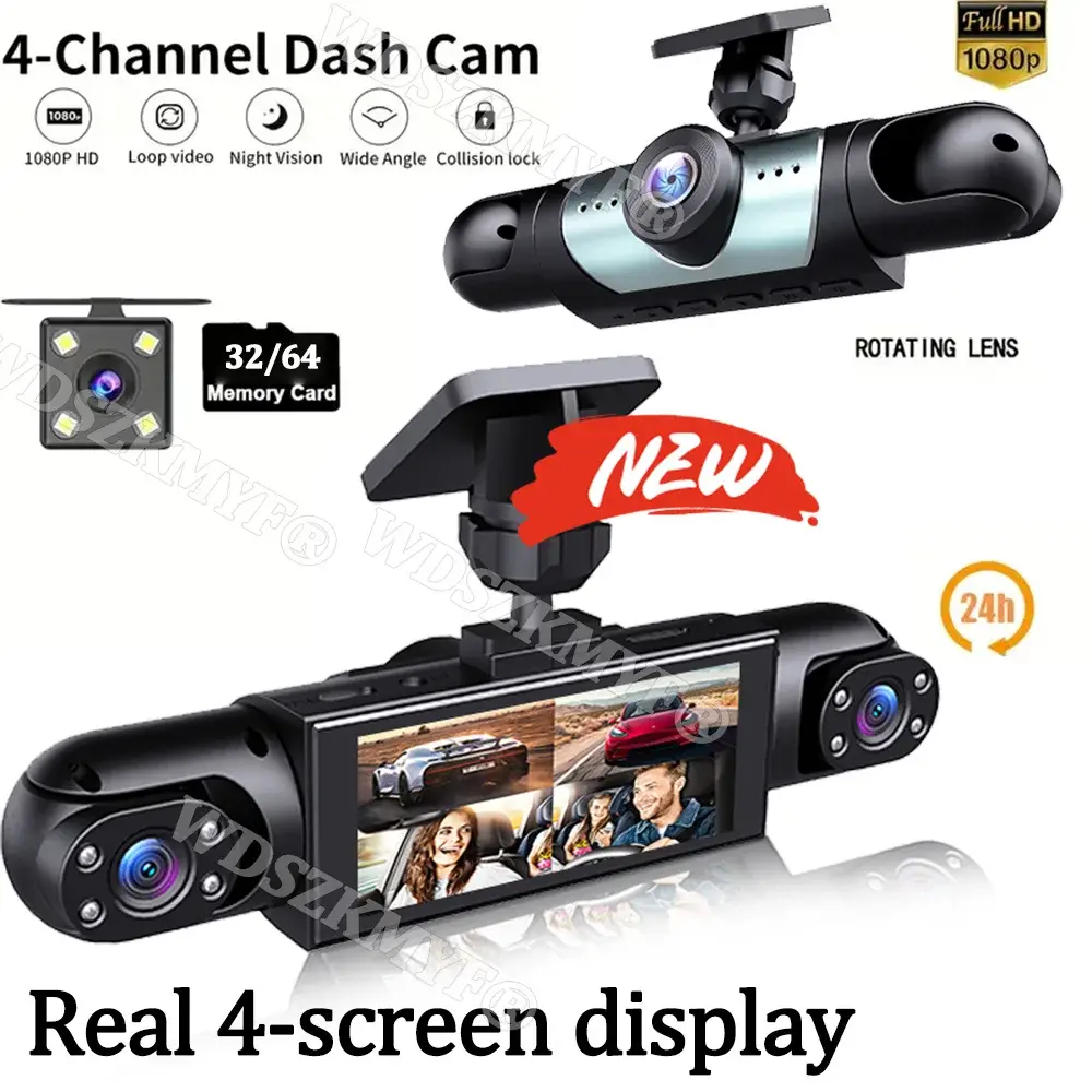 4 lente carro dvr 360 graus gravador de vídeo 1080p traço cam 3/4 canais frente direita esquerda opcional câmera visão traseira acessório do carrocamera para automóveis,camera carro veicular gravação,câmera veicular - 1