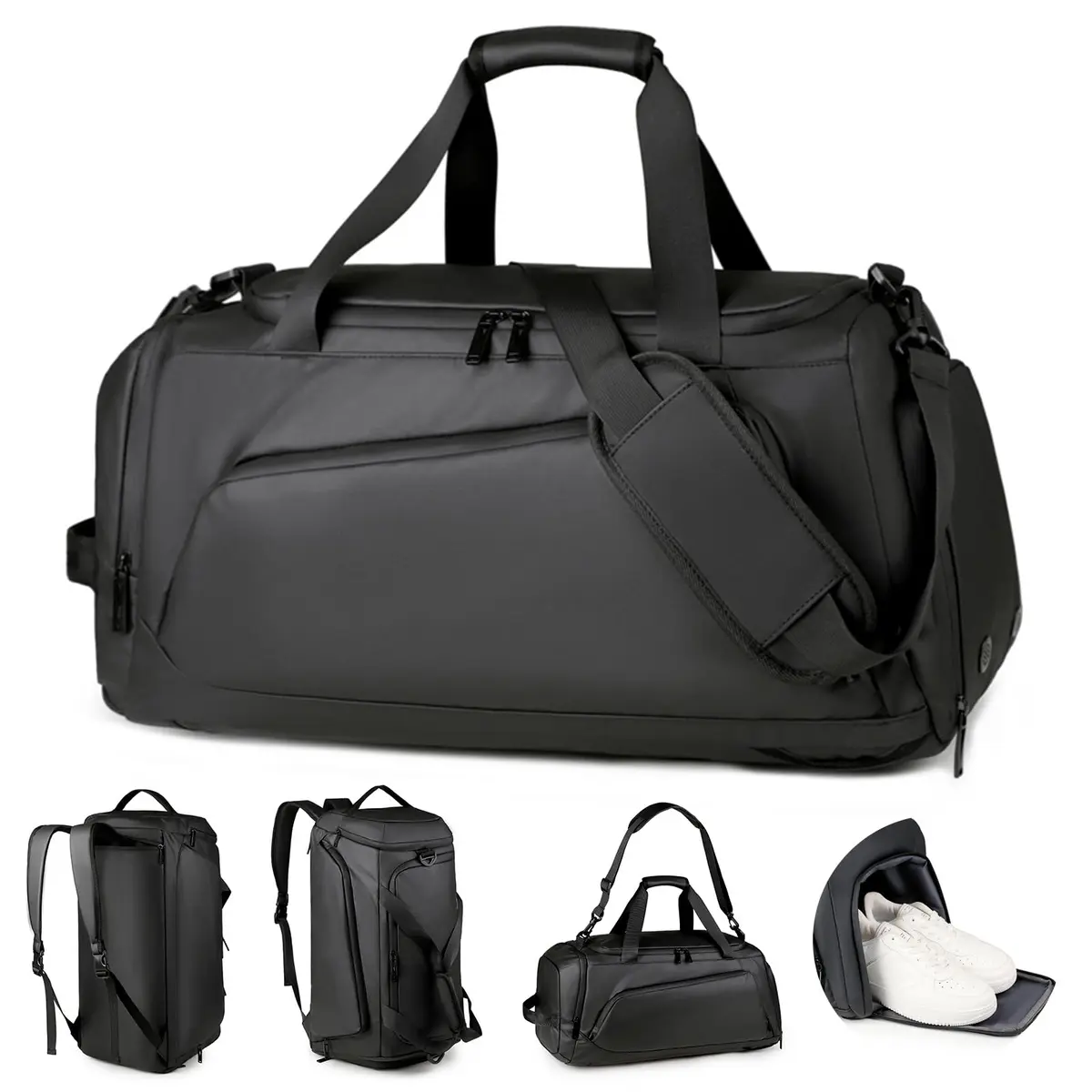 Bolsa de Viagem para Academia e Esportes Tática Impermeável 3 em 1 | Bolsa de viagem, mochila e bolsa de ombro, impermeável, com compartimento para sapatos, ideal para academia e esportes.