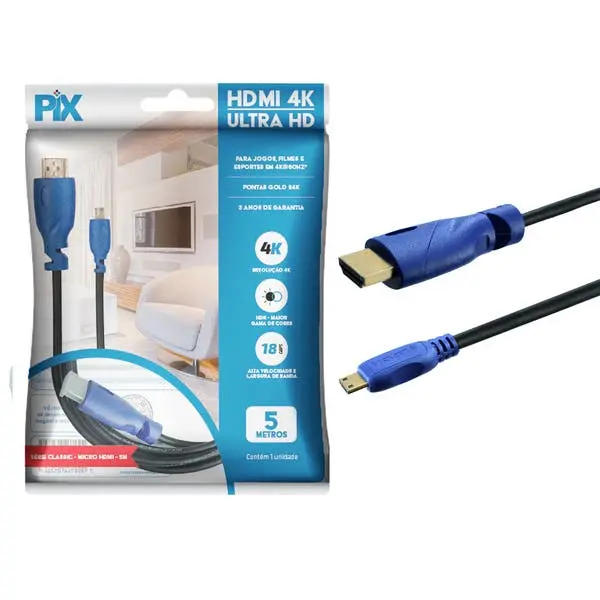 Pix Cabo Micro Hdmi X Hdmi 2.0 4k Ultrahd - 5 Metros - 1