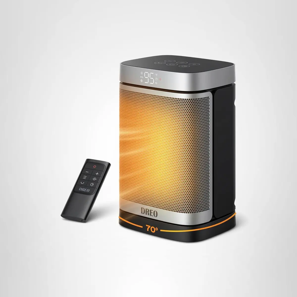 Dreo Aquecedor de espaço, aquecedores elétricos portáteis de 1500 W para uso interno, aquecedor de cerâmica PTC para escritório com controle remoto, termostato, oscilação de 70°, temporizador de 12H, - 1