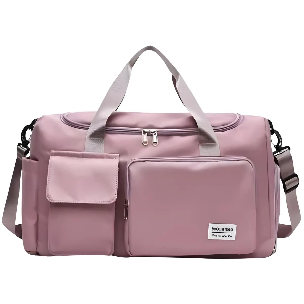 Mala de Mao Compacta de Viagem Feminina Funcional com Alca Transversal Bolsa de Viagem em Nylon Resistente com Bolso para Sapatos Ajustavel Leve e Versatil Ideal e Uso Diario (Rosa)