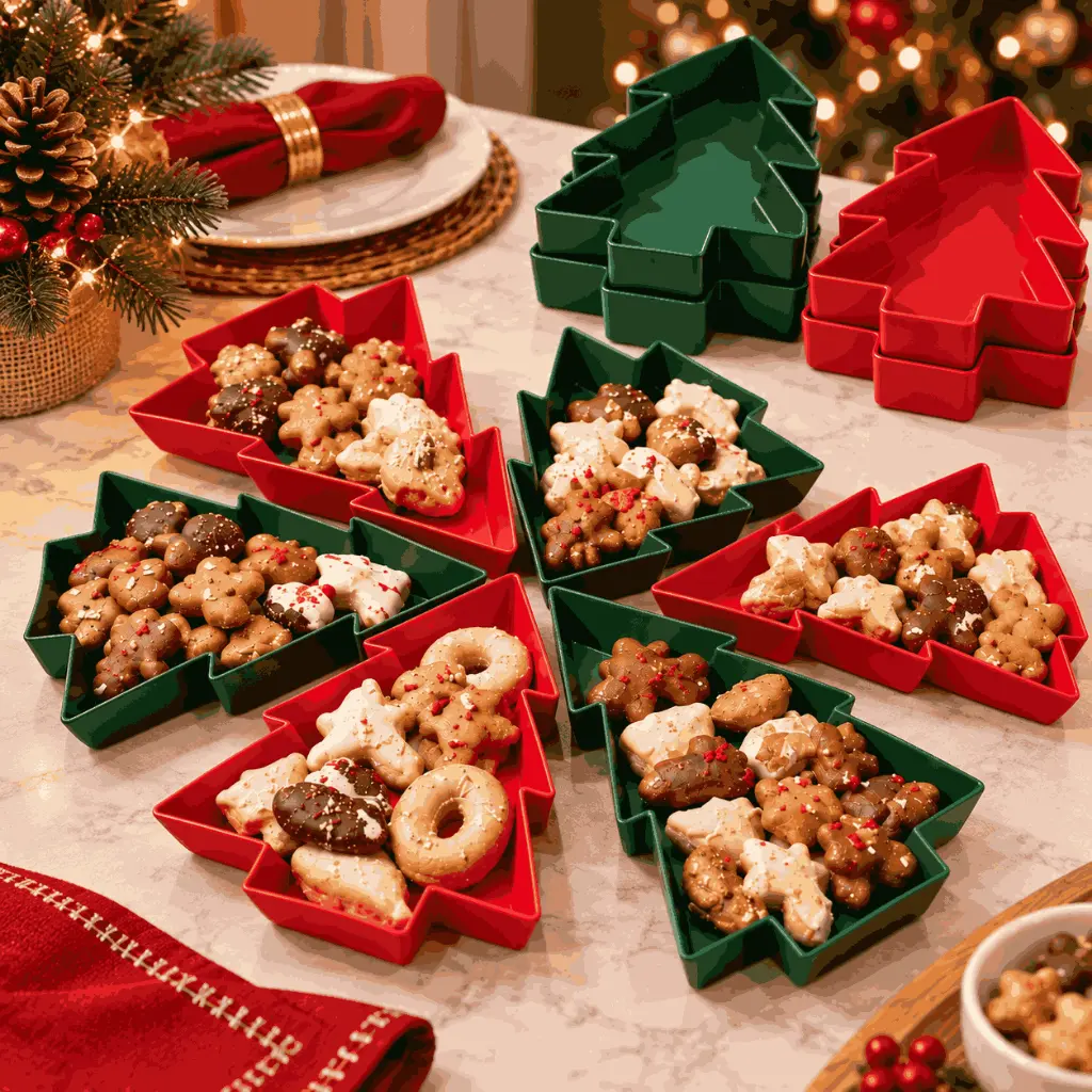 Kit 6 Tigelas Árvore de Natal 6 Peças Empilháveis Para Doces Petiscos Mesa Posta Ceia e Decoração Natalina - 1
