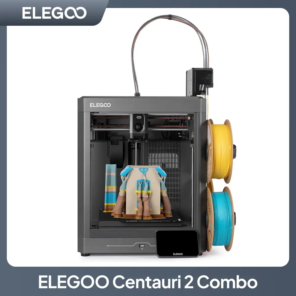 Impressora 3D ELEGOO Centauri 2 Combo Multicolorida, Impressão Multicolorida de Alta Velocidade Core XY 500mm/s, Volume de Construção 256x256x256mm