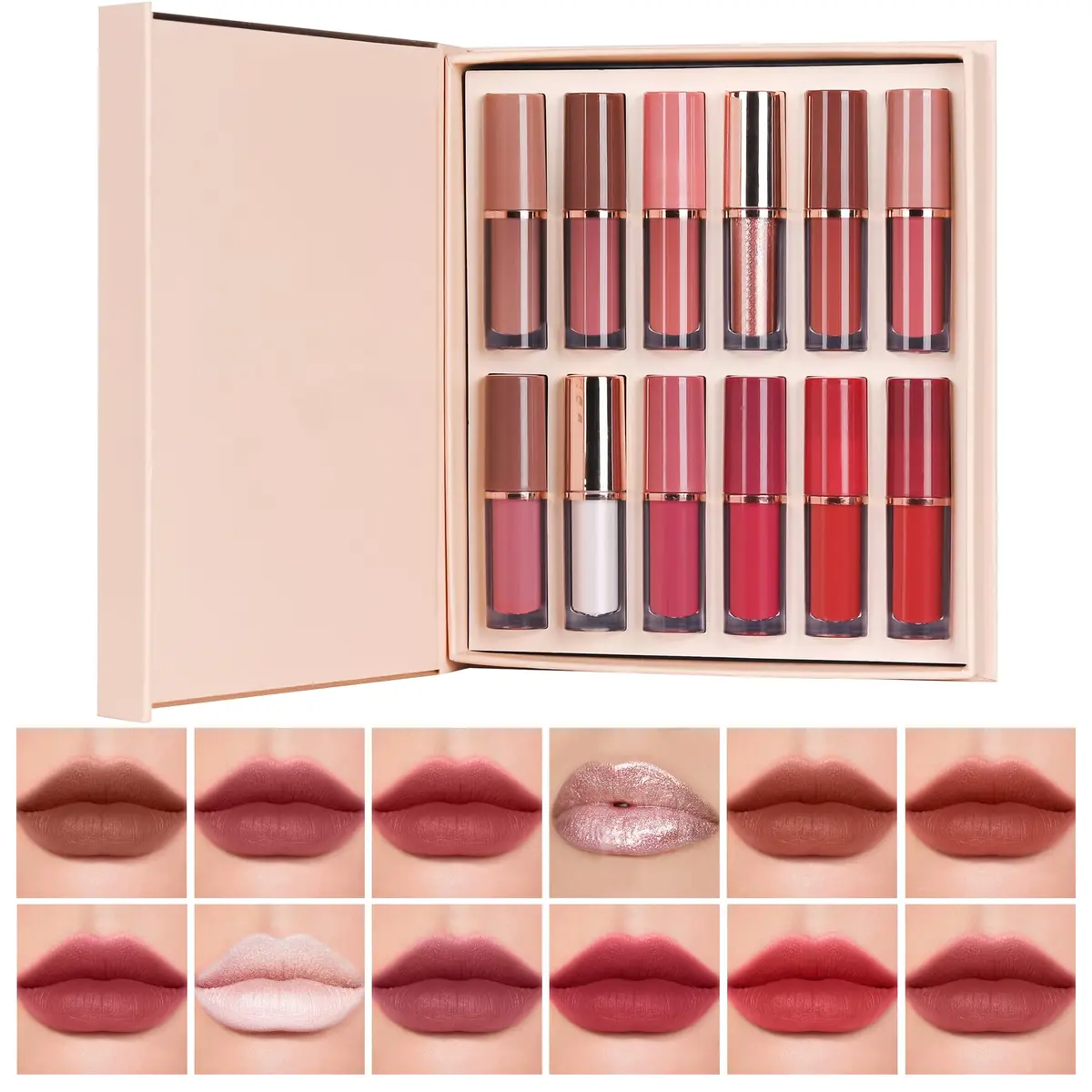 Batom Lip Liner Conjunto Batom liquido | Conjunto de Lápis para Lábios Matte 12 Cores - 1