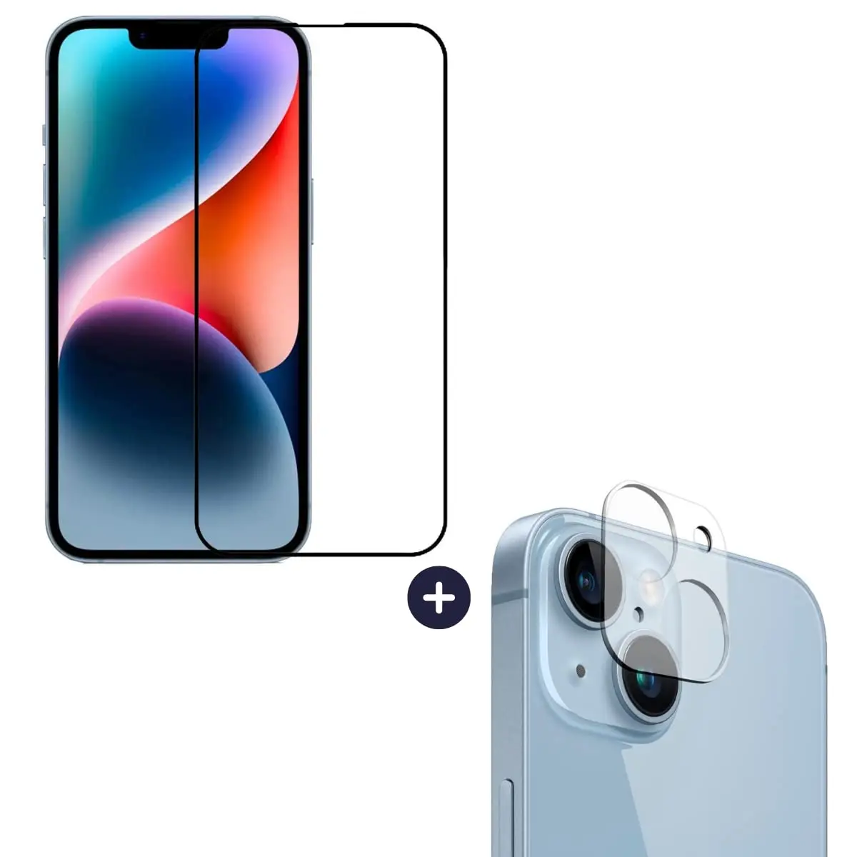 Película De Vidro 3D Tela Toda Para iPhone + Película Lente de Câmera (iPhone 14)
