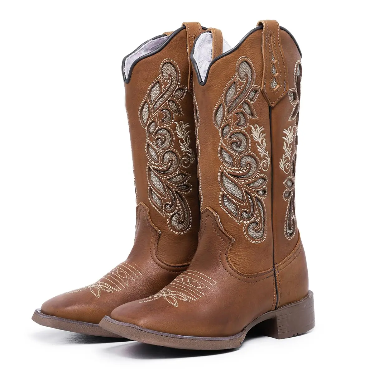 Bota Texana Feminina Country Cano Alto Premium Bico Quadrado Beauty