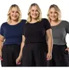 [R$ 9,37 cada] Kit 3 Camisetas Plus Size Lisa e Confortável - G - 1