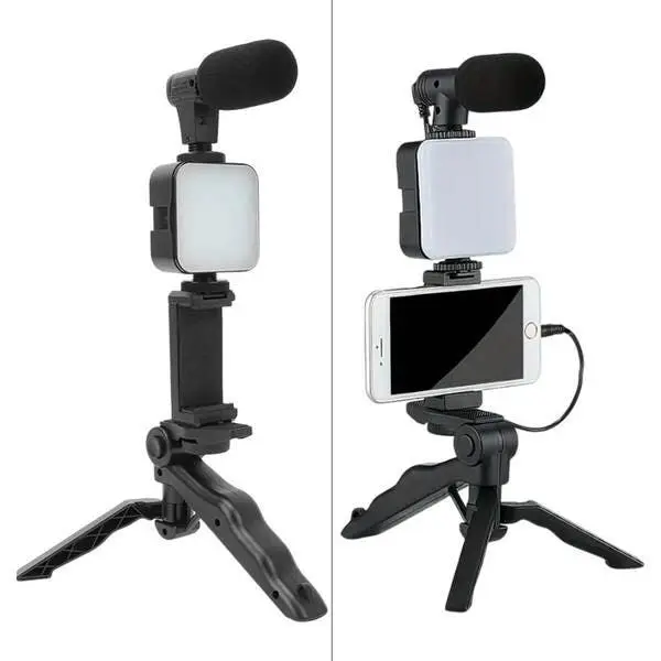 Kit Gravação 5 Em 1 Para Celular Tripé Led Microfone Controle - 1