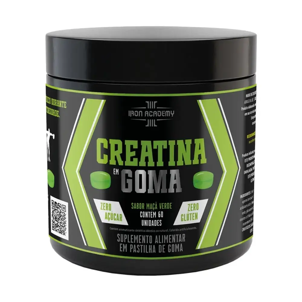 Creatina Goma Iron Academy 60 Unid - Praticidade e Pastilhas Mastigáveis | Auxilia no aumento da força, resistência e recuperação muscular. Pastilhas mastigáveis, ideais para quem busca praticidade