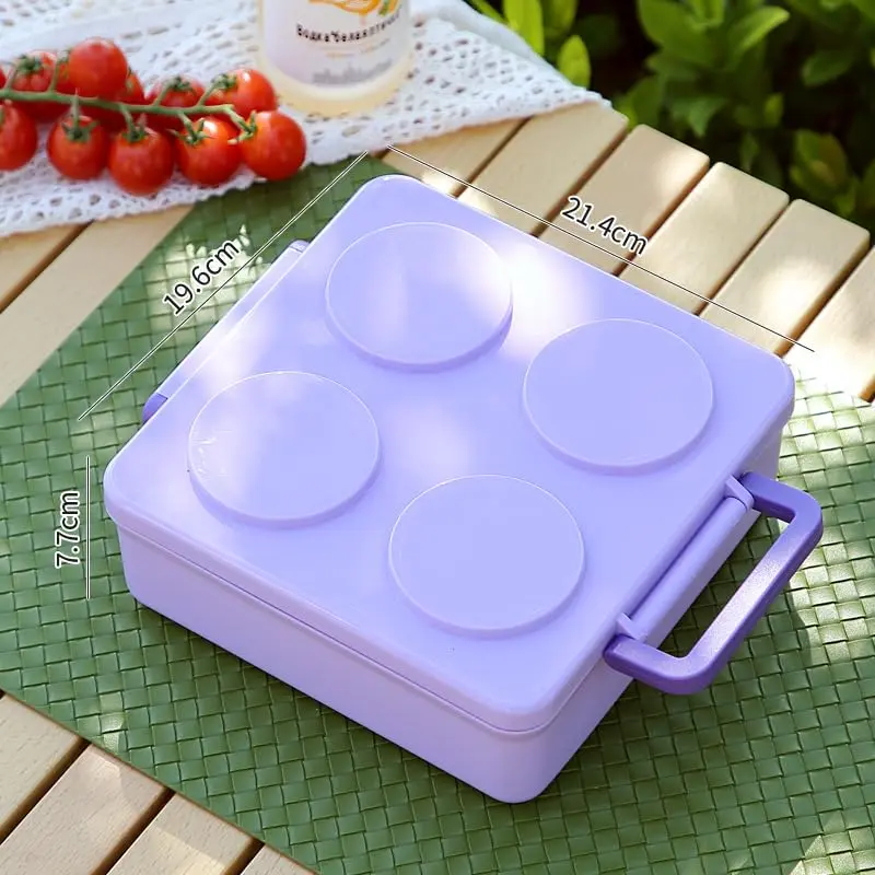 Sinovoe Marmita Lunch Box Roxa com Tampa - 2100ml + 1800ml - Plástico PP