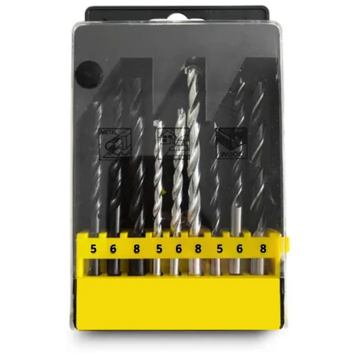 Kit 9 Brocas para Madeira Ferro e Concreto 5mm 6mm 8mm com Estojo Organizador para Furadeira Uso Doméstico e Profissional Alta Resistência e Precisão PREMIUM - 1