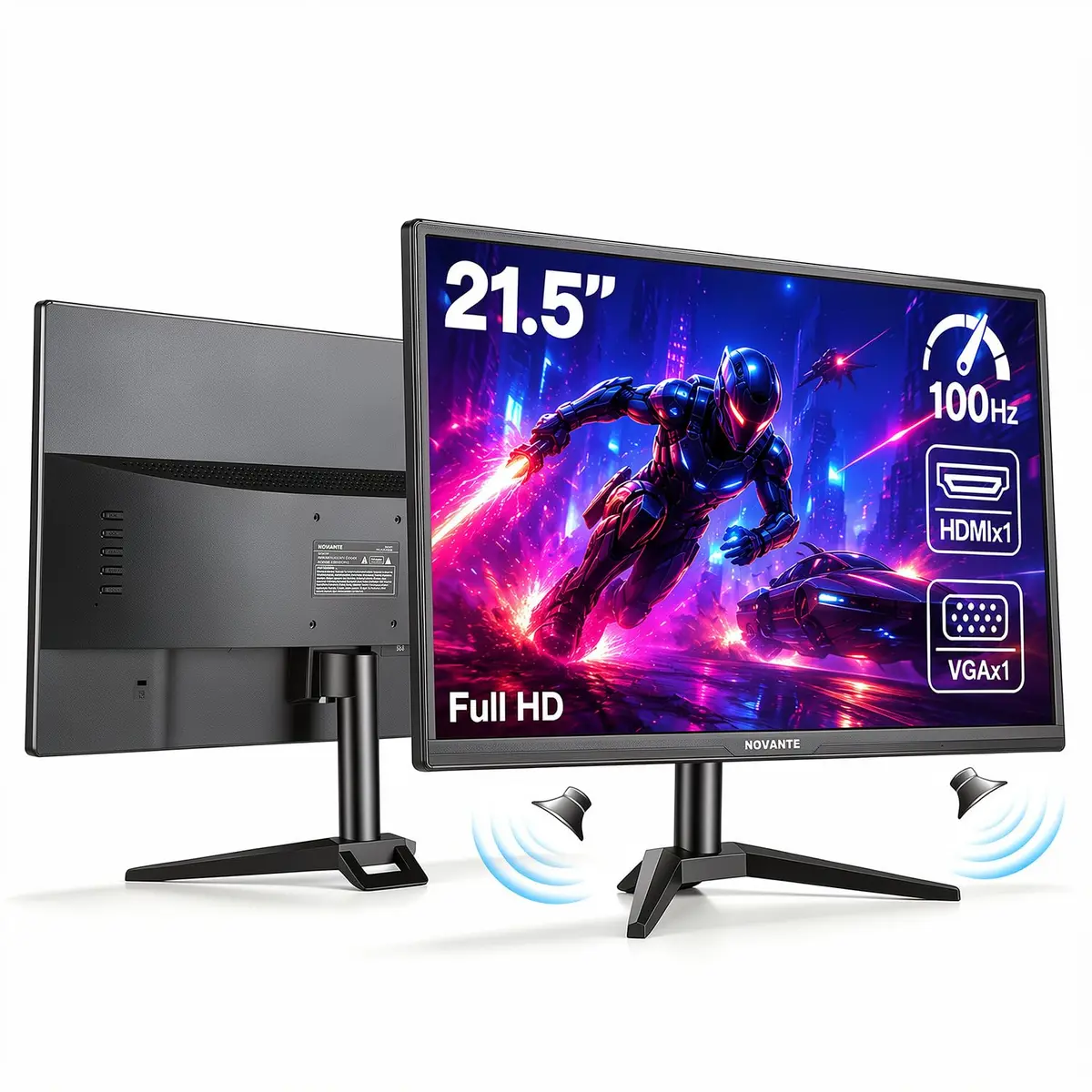 Monitor 21,5 Polegadas, Alto-falantes Integrados, Full HD 1920x1080, 100 Hz, 250cd/m², HDMI/VGA/3.55(110-240V)