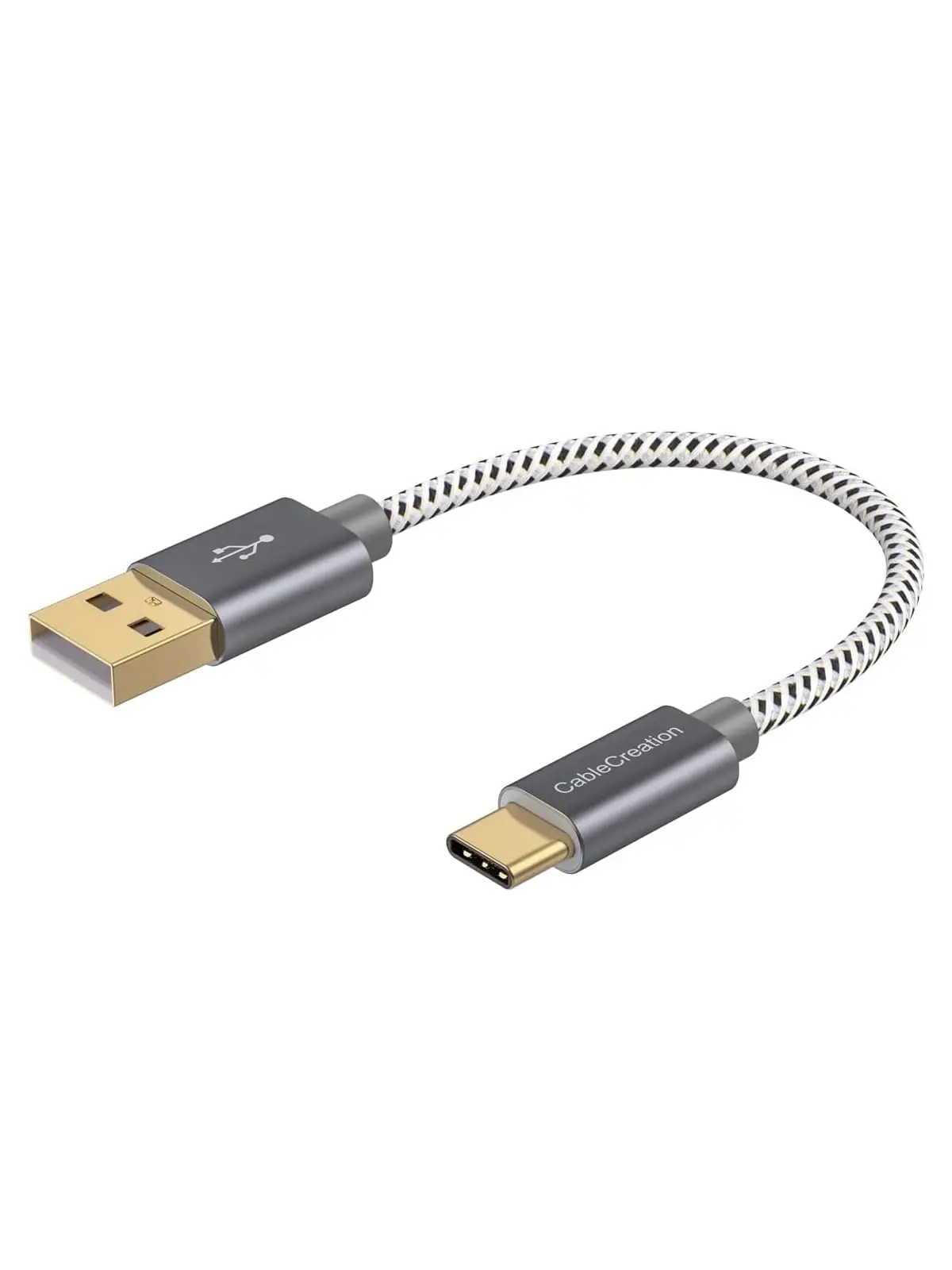 CableCreation Cabo curto USB-A para USB-C 0,15 metros, Cabo tipo C | cabo trançado de carregamento rápido tipo C para Galaxy S23, iPad Pro, mini, iPad Pro, iPhone 15/16, Android Auto, CarPlay - 1