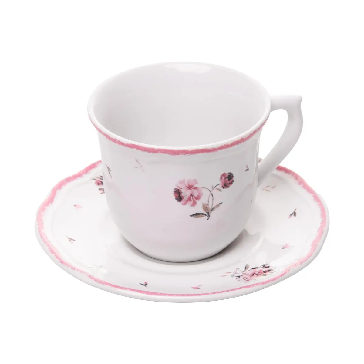 WOLFF - Xícara de Café com Pires Florescer 90ml Rosa Cerâmica