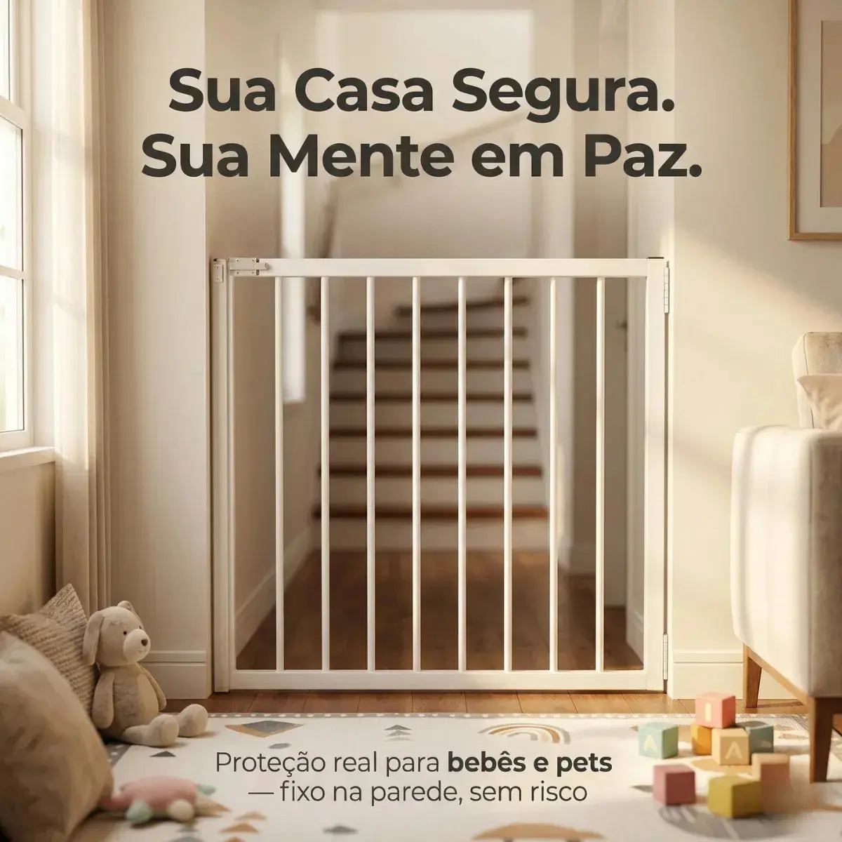 Portão Pet Corredor Fixo Parafusado Parede 80cm Segurança Cor Preto thumbnail 3