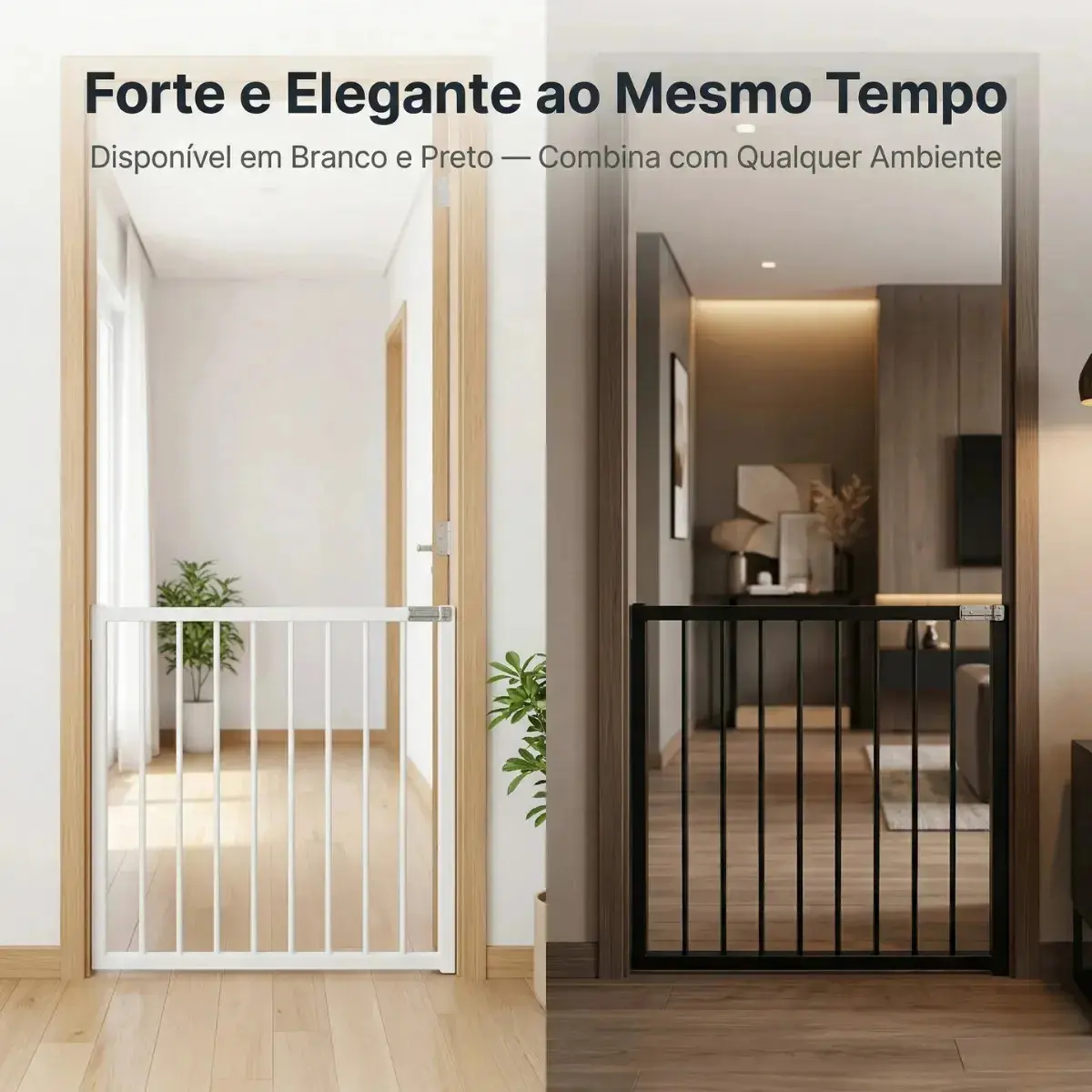 Portão Pet Corredor Fixo Parafusado Parede 80cm Segurança Cor Preto thumbnail 4