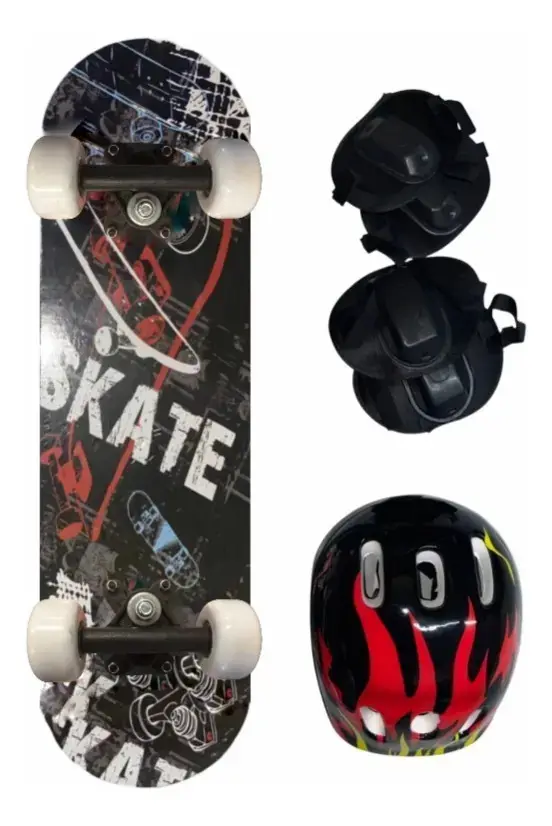 Skate Infantil Radical Iniciante Menina Menino 60 Cm Cor Grafite