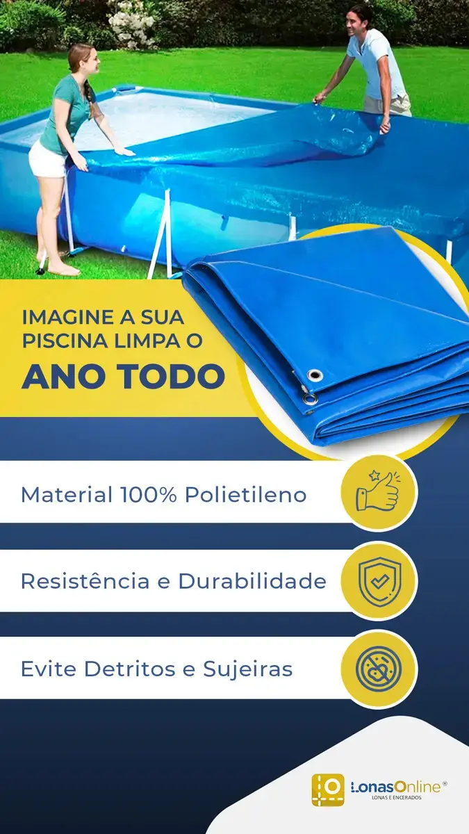 Lona Plástica Polietileno 3x2m Azul Impermeável Lonas Online com UV thumbnail 3