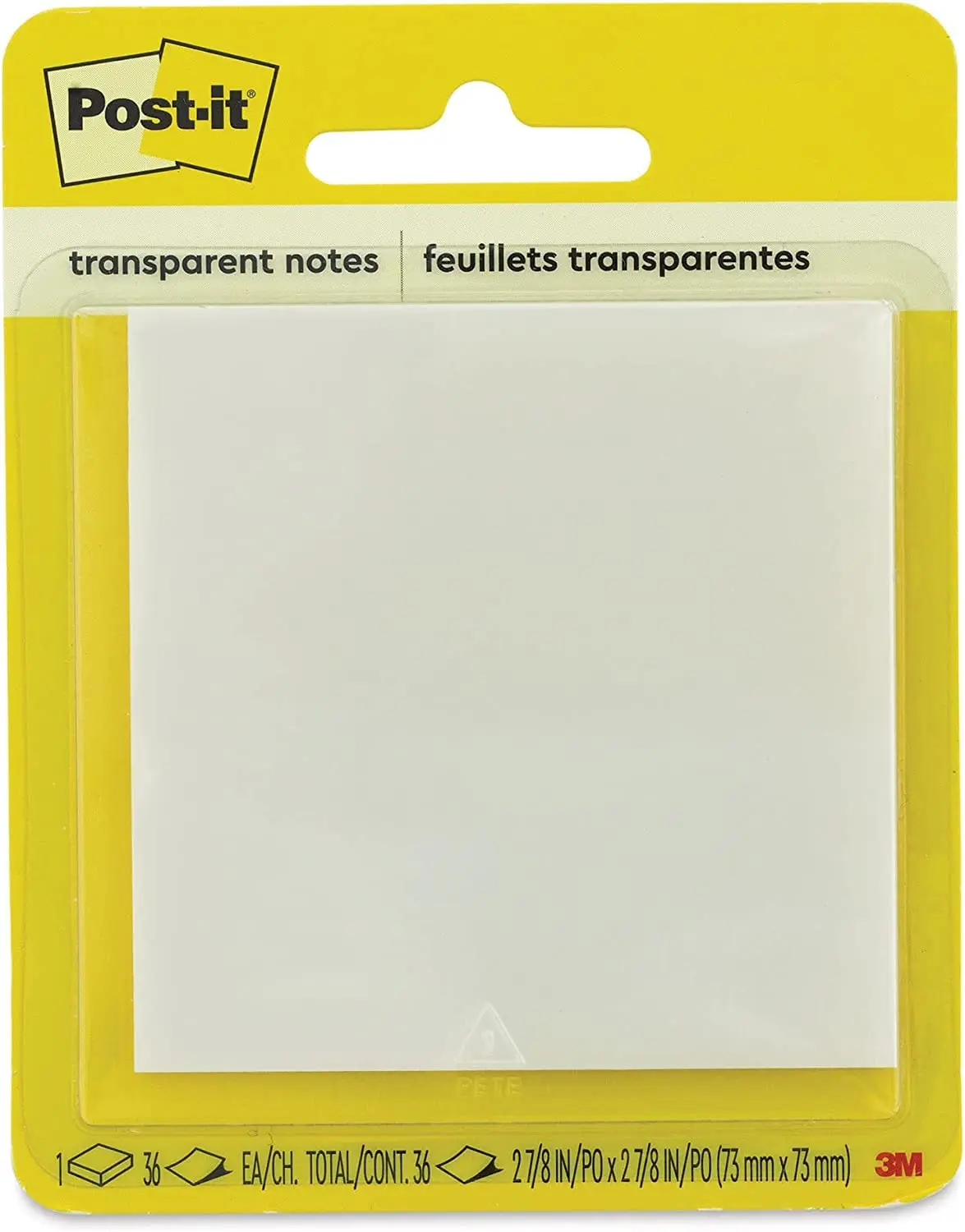 POST-IT 3M Bloco de Notas Adesivas Transparente 36 Folhas | 73 mm x 73 mm, Permite Ver Através da Anotação ou Destacar um Conteúdo Específico, Ideal para Projetos de Artesanato
