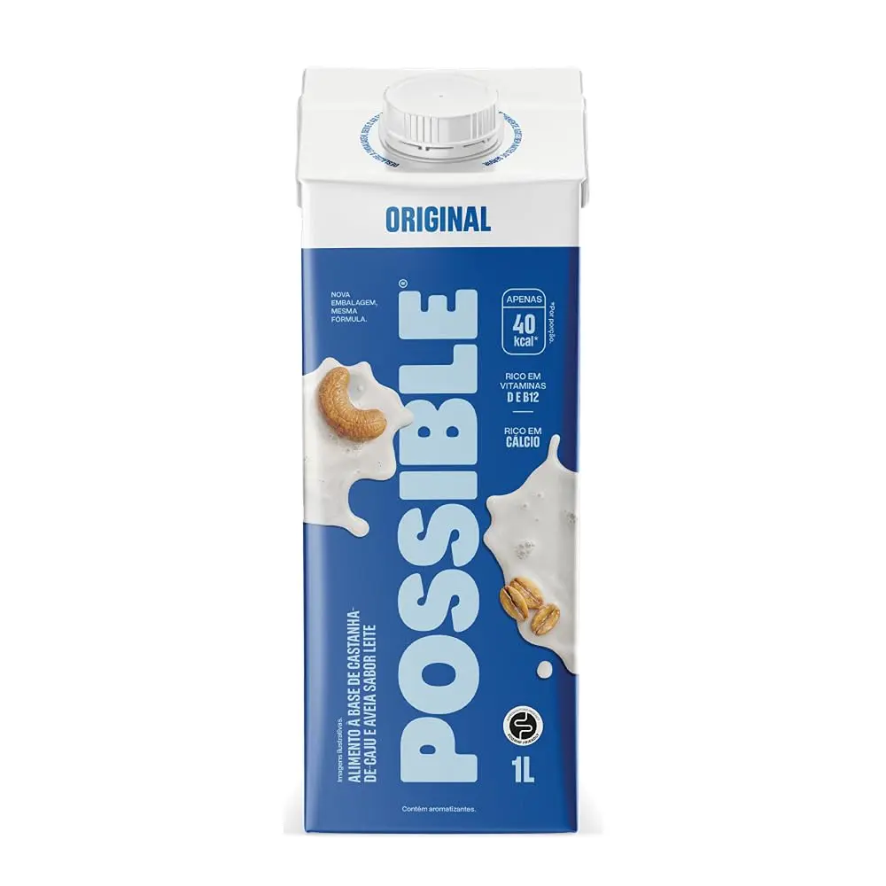 Leite Vegetal Possible Original 1L - Leite Vegano, Sem Lactose, Rico em Cálcio e Vitaminas