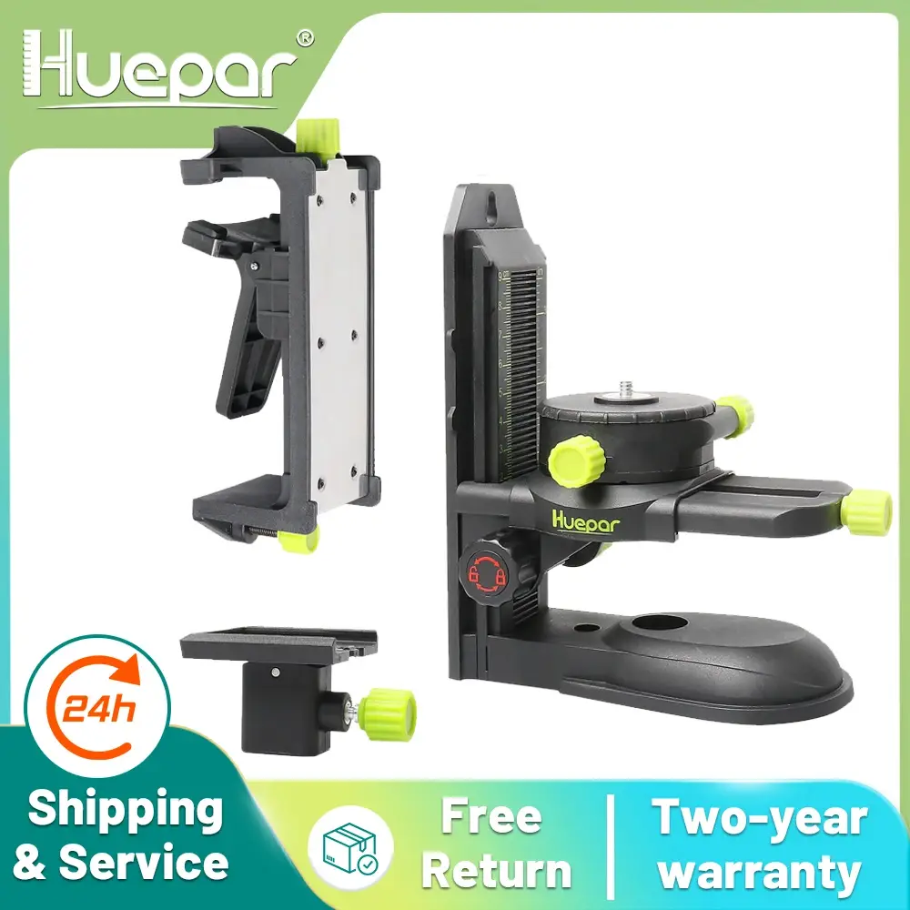 Huepar-Multifuncional Fine Tuning Bracket Laser Level Adapter, Base Pivotante Magnética com Clipe Ajustável, Ferramenta Ajustável 360 °