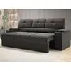 Sofá com Porta Copos Retrátil e Reclinável Tom 2,05m Velosuede - NETSOFAS - Cinza Verde - 1