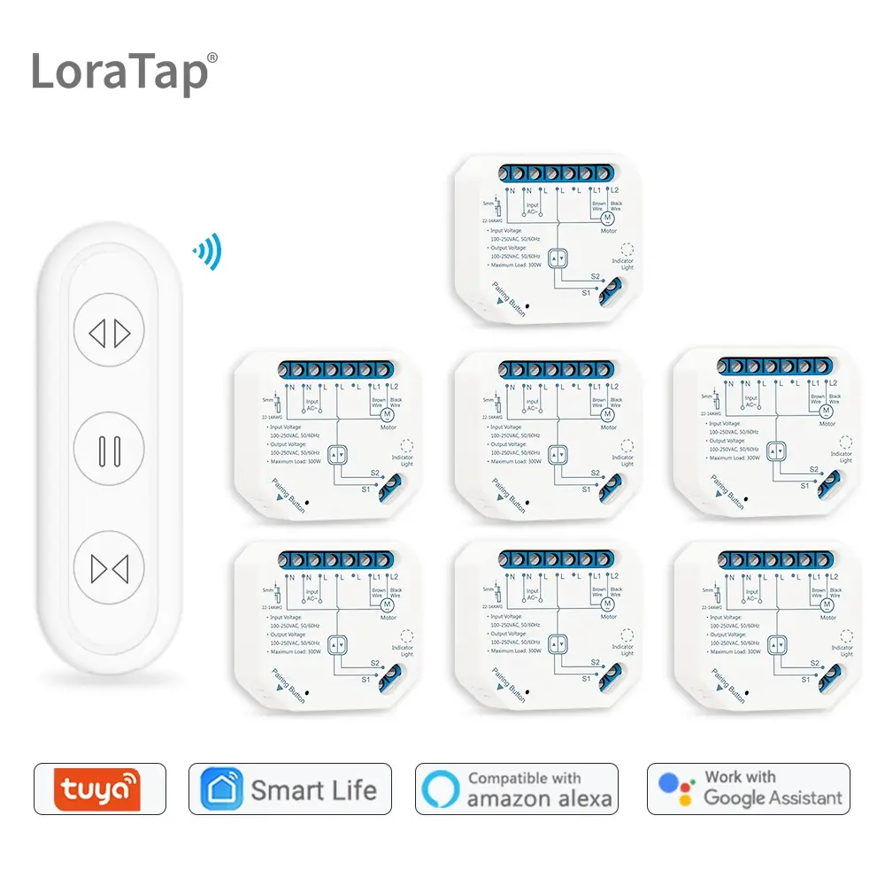 Tuya Smart Life Módulo Interruptor Cortina, persianas de controle remoto, obturador do rolo, RF + WIFI, App Timer, Google Home, Aelxa Echo, Smart Home