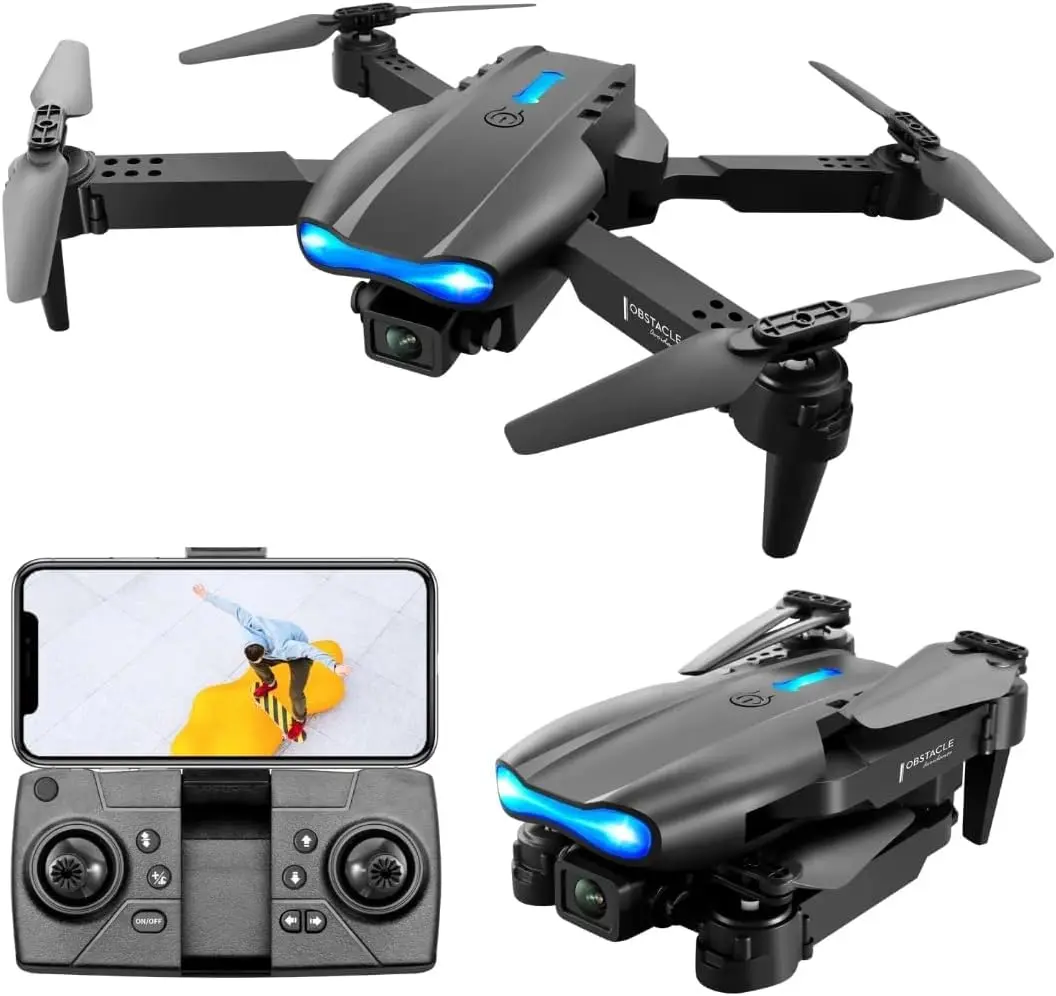 Drone com Câmera 4K UHD DLI E99, Preto, 2 Baterias | Dobrável, Controle por Gestos e Voz, Inversão 3D, Parada de Emergência