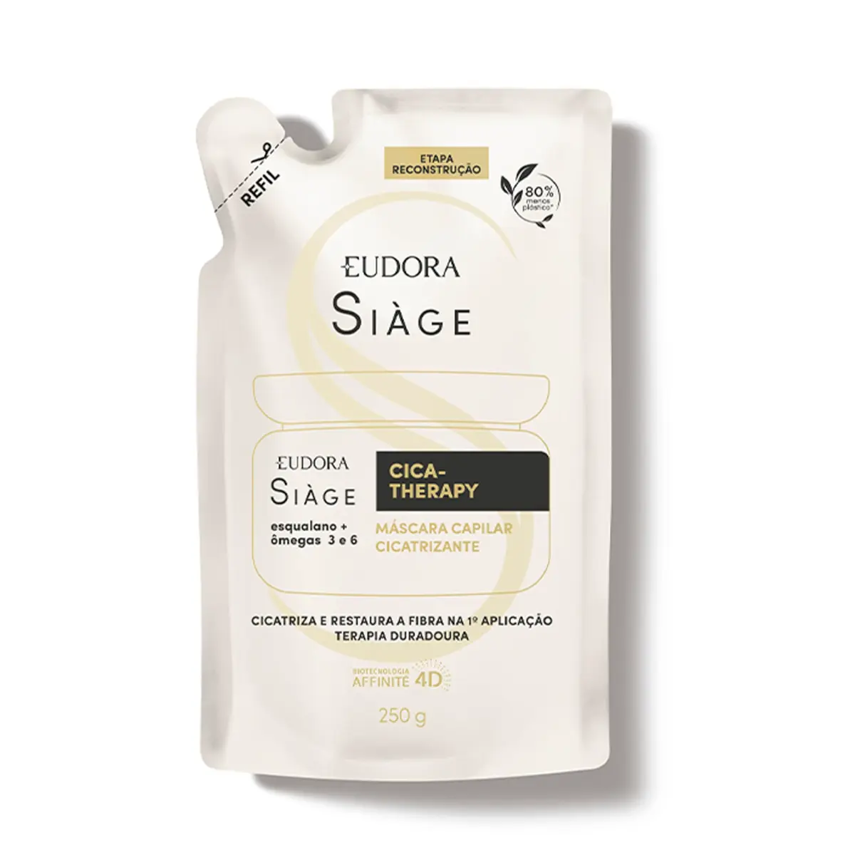 Máscara Capilar Refil Eudora Siàge, Cica Therapy, 250g | Com Esqualano e Ômegas 3 e 6, Para Cabelos Ressecados e com Danos