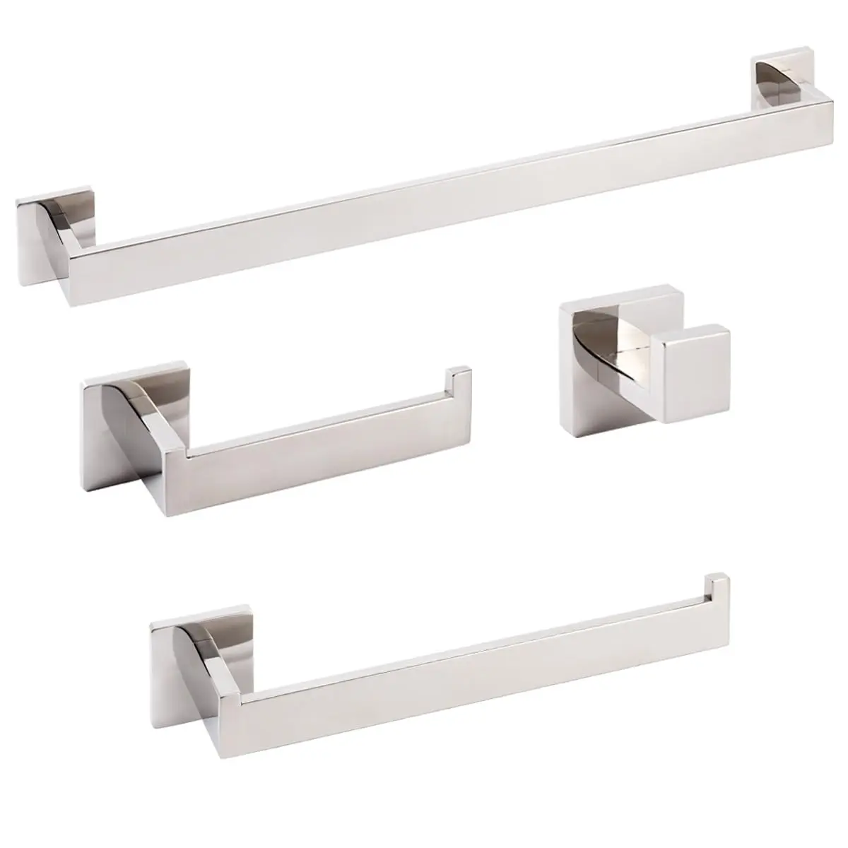 Kit Acessórios Para Banheiro Aço Inox Premium Cromado 4 Peças
