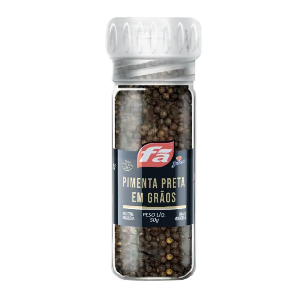 Pimenta do Reino em grãos com Moedor 50g Fã