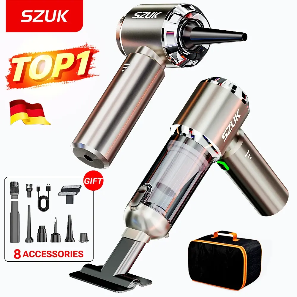 SZUK aspirador de pó para carro,985000PA aspirador de pó sem fio portátil de sucção potente,mini aspirador de pó de alta pressão, aspirador de pó portátil, acessórios para carro com escovas multifuncionais