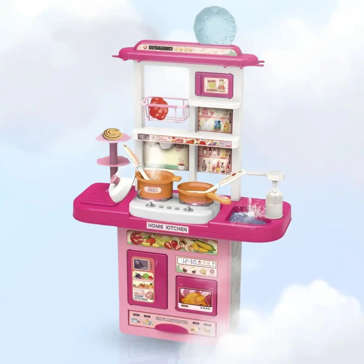 Cozinha Infantil De Brinquedo Kit Completo Sai Água E Som Rosa thumbnail 7
