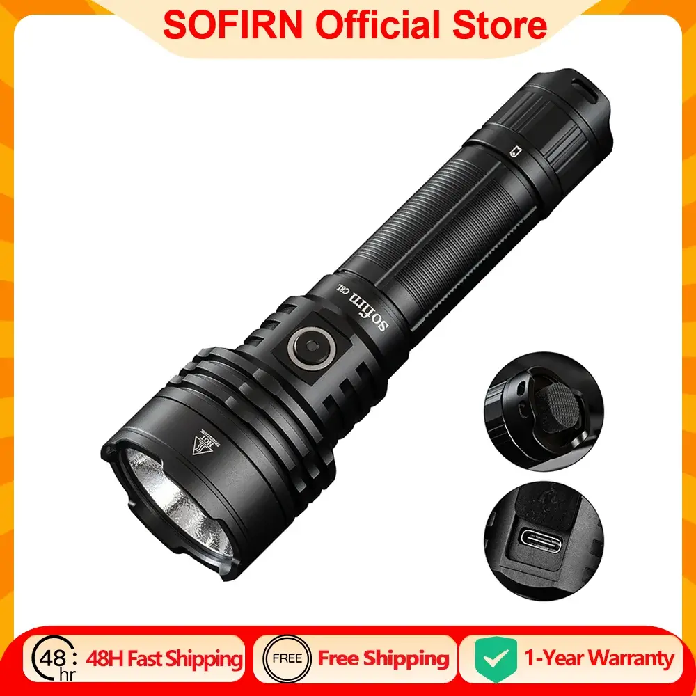 Sofirn c8l 21700 lanterna poderosa tática 3100lm xhp50d hi led tocha edc tipo c recarregável acampamento pesca caça lanterna - 1